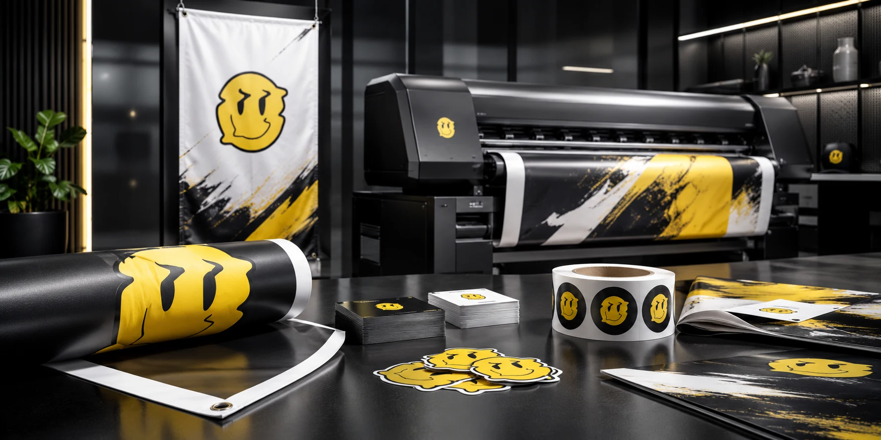 Banner, faixa e adesivos produzidos em impressão digital pela Hyper Print