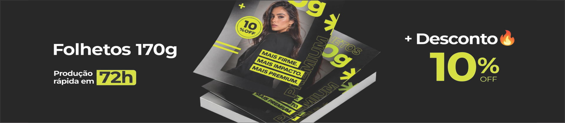 Folhetos 170g com produção rápida e desconto